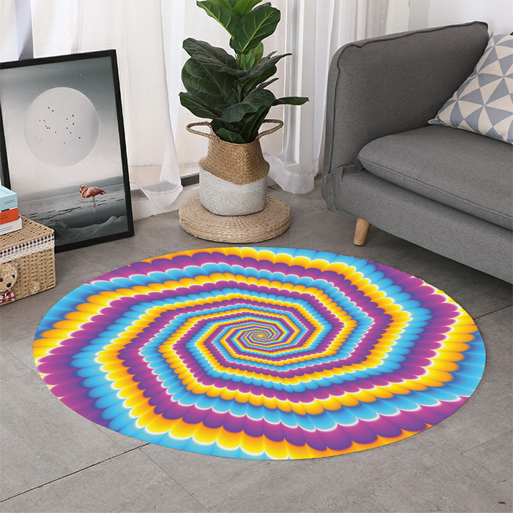 Colorful Spiral Illusion Print Round Rug