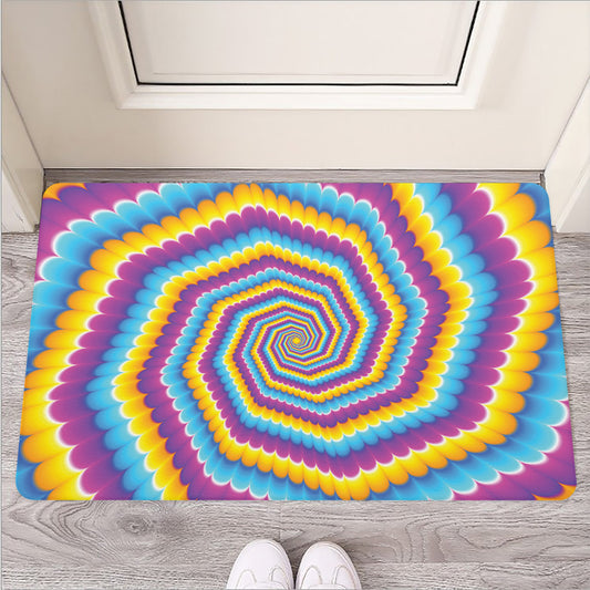 Colorful Spiral Illusion Print Rubber Doormat