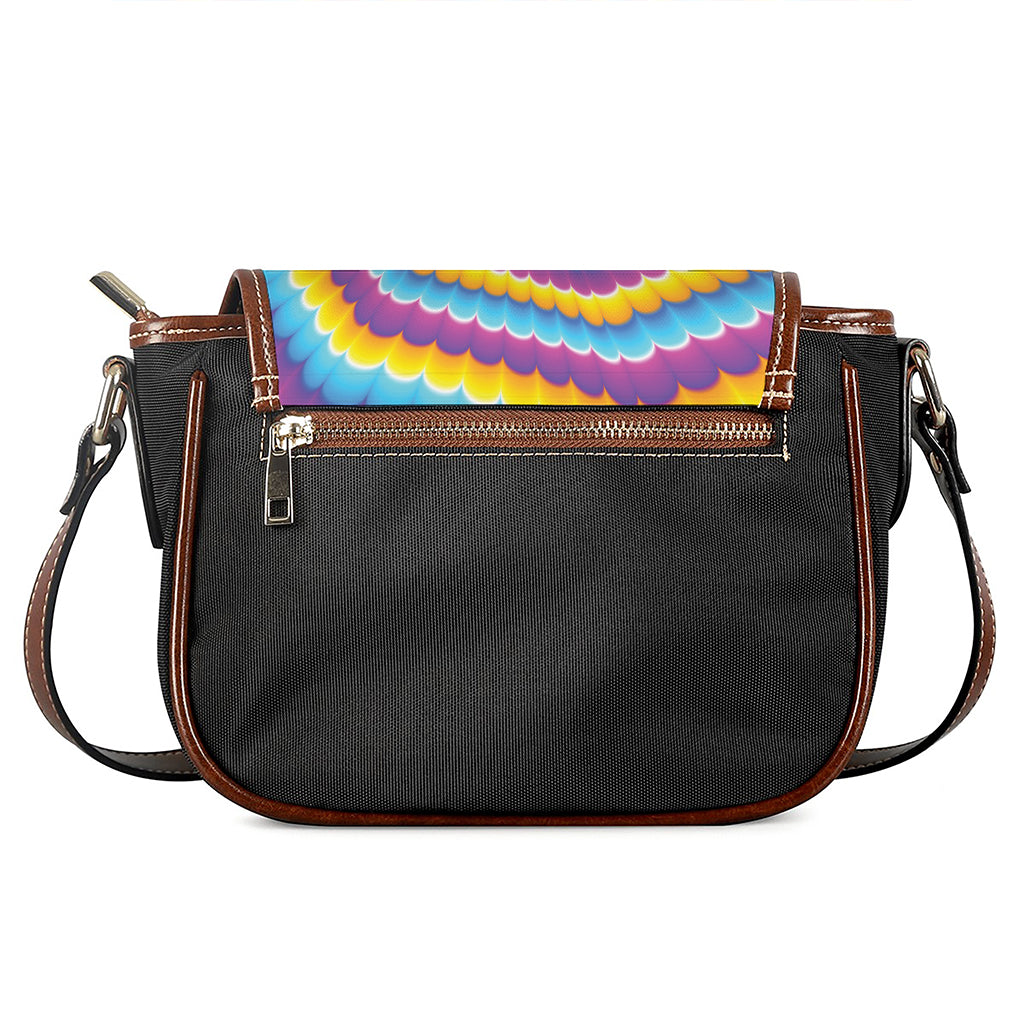 Colorful Spiral Illusion Print Saddle Bag