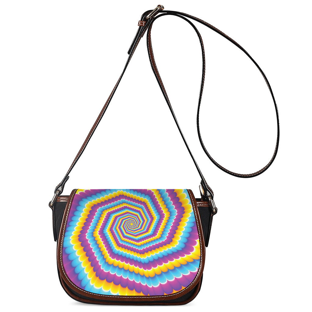 Colorful Spiral Illusion Print Saddle Bag