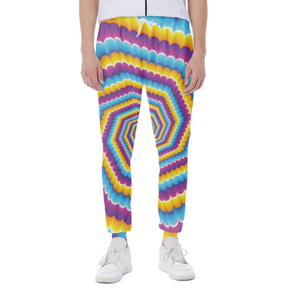Colorful Spiral Illusion Print Scuba Joggers