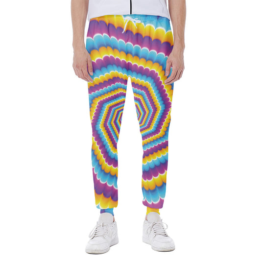 Colorful Spiral Illusion Print Scuba Joggers