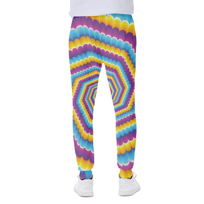 Colorful Spiral Illusion Print Scuba Joggers