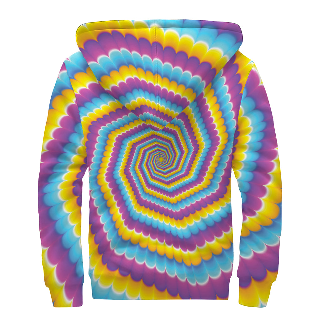 Colorful Spiral Illusion Print Sherpa Lined Zip Up Hoodie