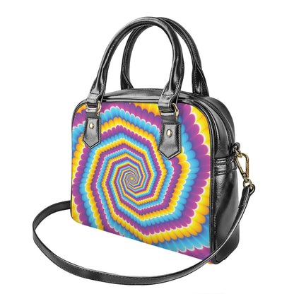 Colorful Spiral Illusion Print Shoulder Handbag