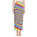 Colorful Spiral Illusion Print Side Slit Maxi Skirt