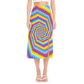 Colorful Spiral Illusion Print Side Slit Midi Skirt