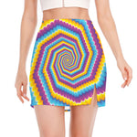Colorful Spiral Illusion Print Side Slit Mini Skirt