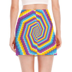 Colorful Spiral Illusion Print Side Slit Mini Skirt