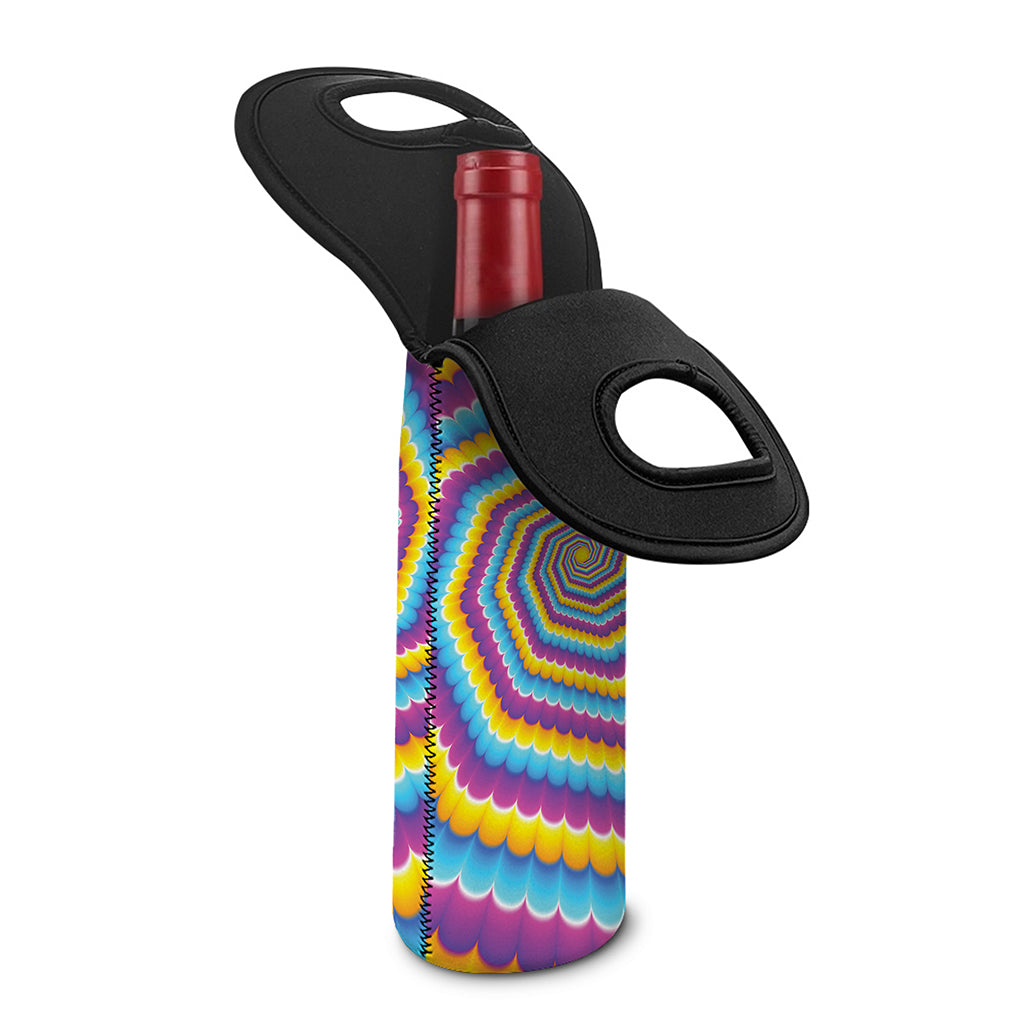 Colorful Spiral Illusion Print Single Neoprene Wine Tote