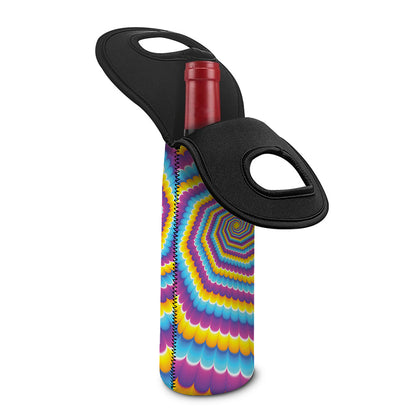 Colorful Spiral Illusion Print Single Neoprene Wine Tote