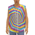 Colorful Spiral Illusion Print Sleeveless Baseball Jersey