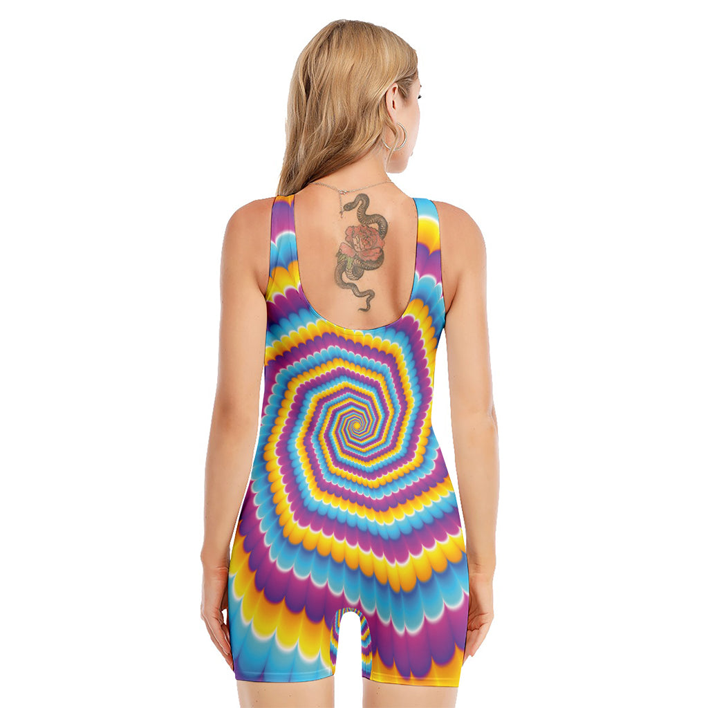 Colorful Spiral Illusion Print Sleeveless One Piece Swimsuit