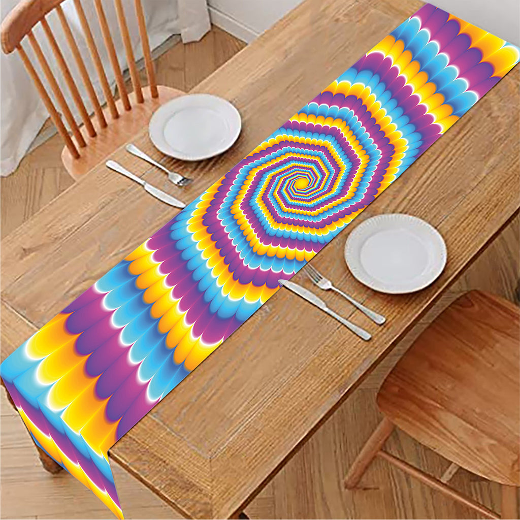 Colorful Spiral Illusion Print Table Runner