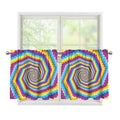 Colorful Spiral Illusion Print Tier Curtains