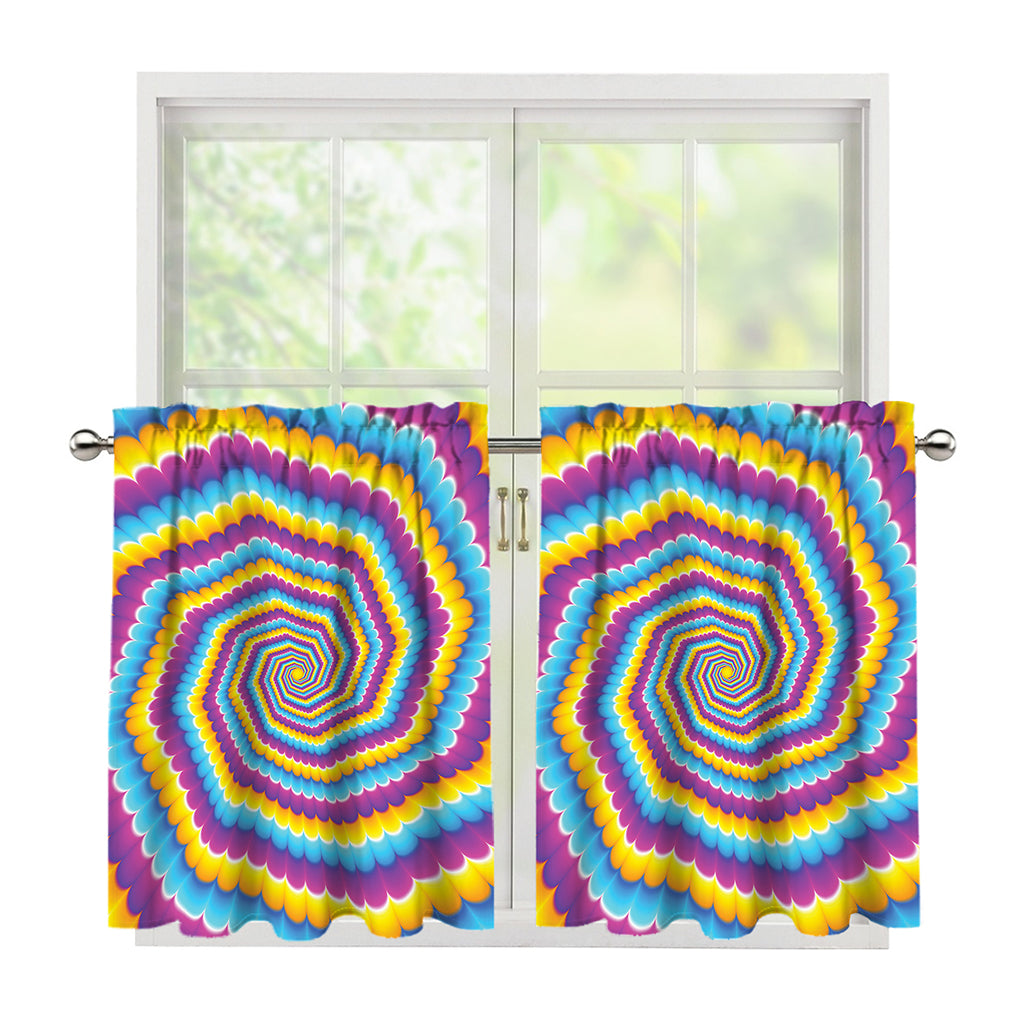 Colorful Spiral Illusion Print Tier Curtains