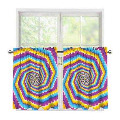 Colorful Spiral Illusion Print Tier Curtains
