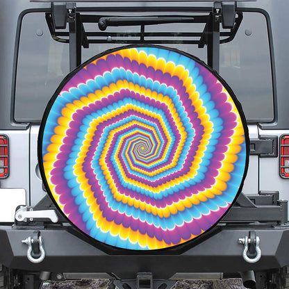 Colorful Spiral Illusion Print Tire Cover