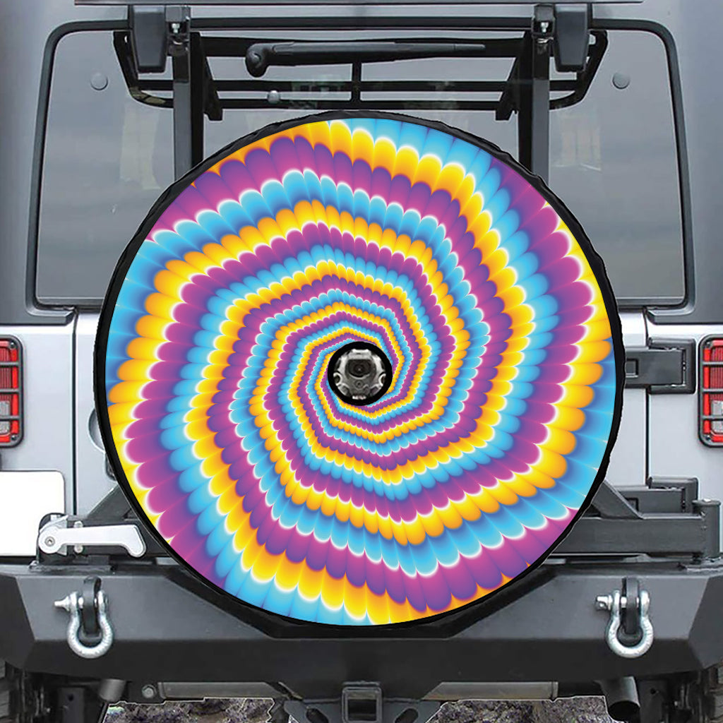 Colorful Spiral Illusion Print Tire Cover With Camera Hole