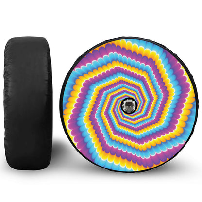 Colorful Spiral Illusion Print Tire Cover With Camera Hole