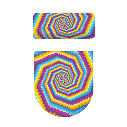 Colorful Spiral Illusion Print Toilet Lid And Tank Cover Set