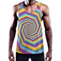 Colorful Spiral Illusion Print Men's Workout Tank Top