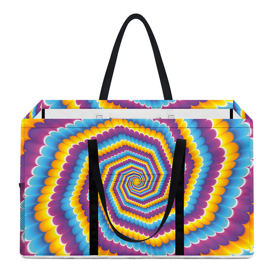 Colorful Spiral Illusion Print Utility Tote Bag