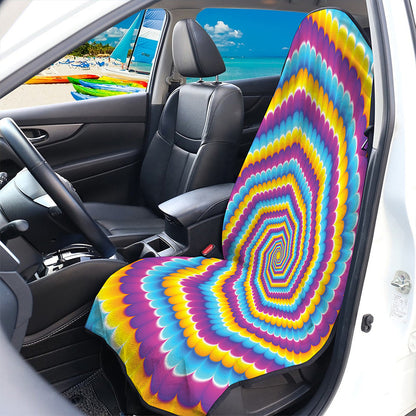 Colorful Spiral Illusion Print Waterproof Car Seat Cover