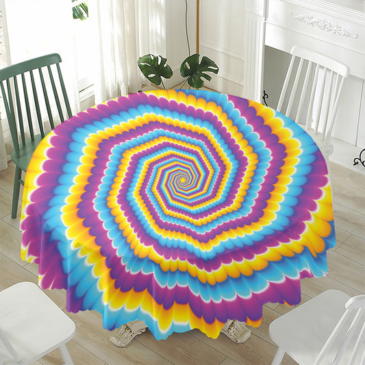 Colorful Spiral Illusion Print Waterproof Round Tablecloth