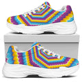 Colorful Spiral Illusion Print White Chunky Shoes