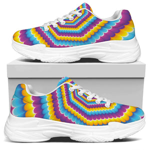 Colorful Spiral Illusion Print White Chunky Shoes