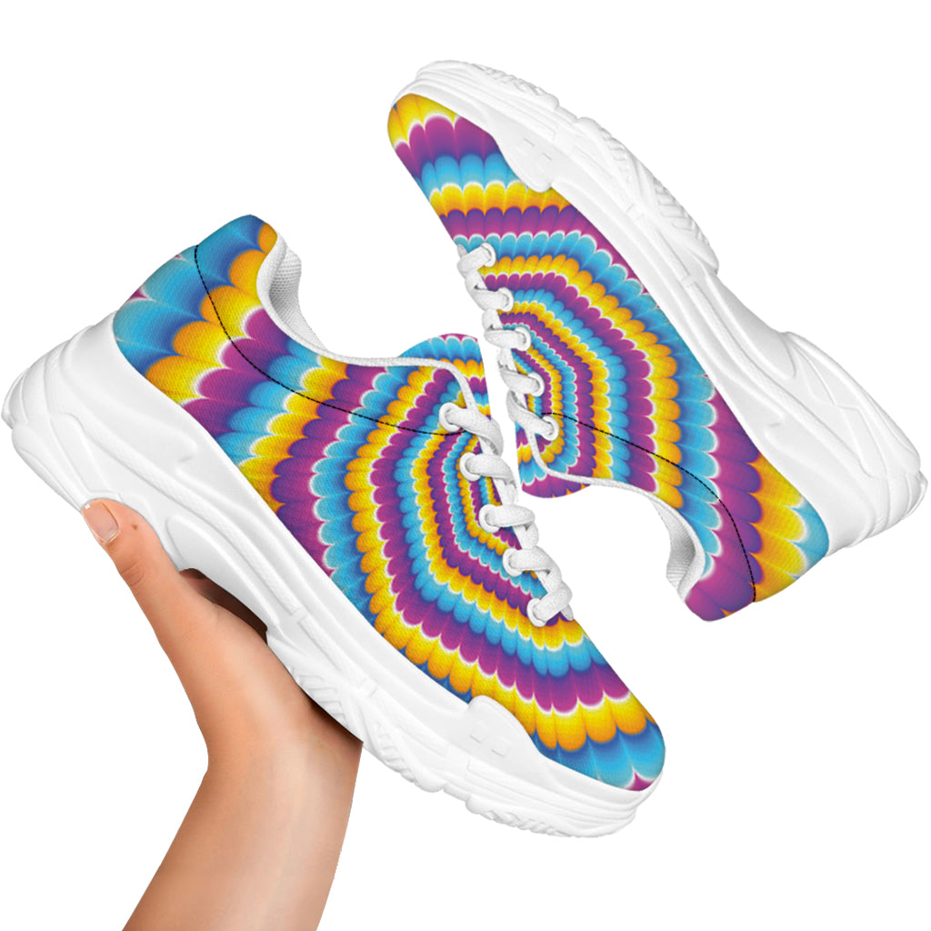 Colorful Spiral Illusion Print White Chunky Shoes