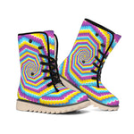 Colorful Spiral Illusion Print Winter Boots