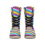 Colorful Spiral Illusion Print Winter Boots