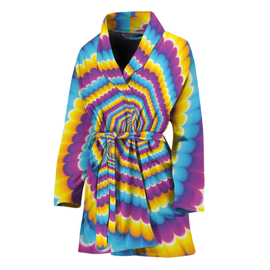 Colorful Spiral Illusion Print Women's Bathrobe