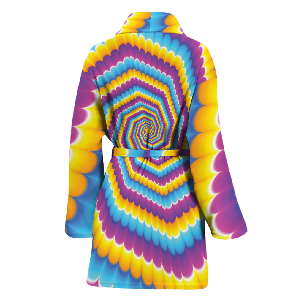 Colorful Spiral Illusion Print Women's Bathrobe