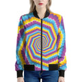 Colorful Spiral Illusion Print Women's Bomber Jacket