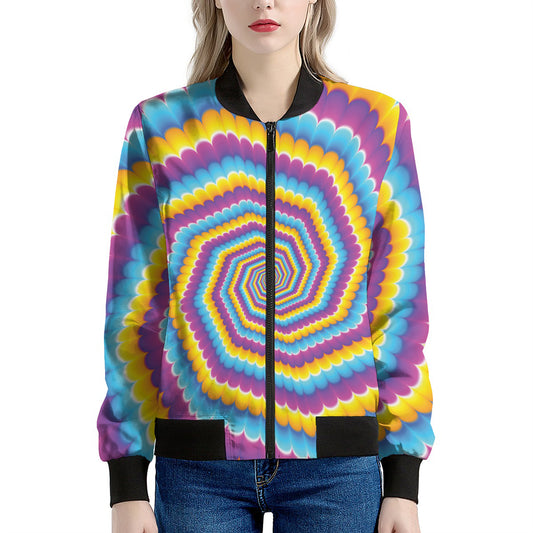 Colorful Spiral Illusion Print Women's Bomber Jacket