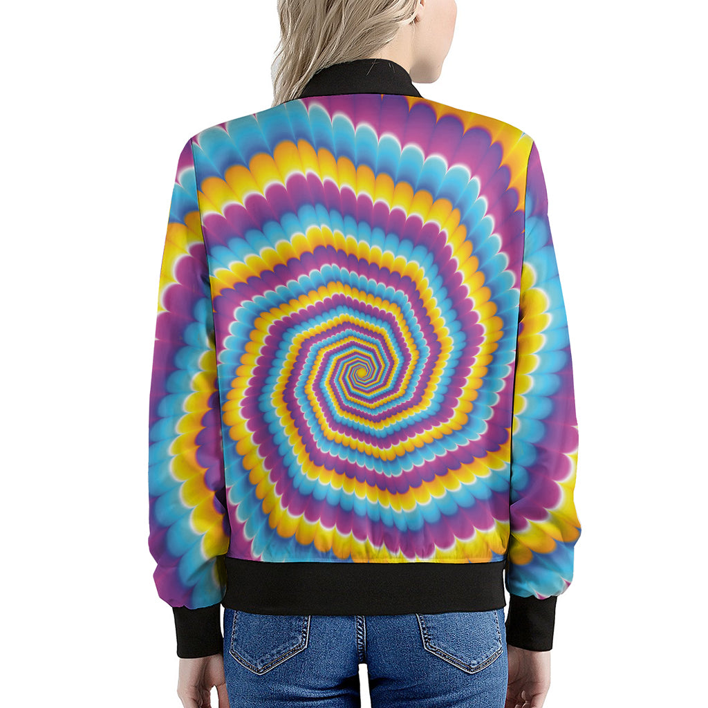 Colorful Spiral Illusion Print Women's Bomber Jacket