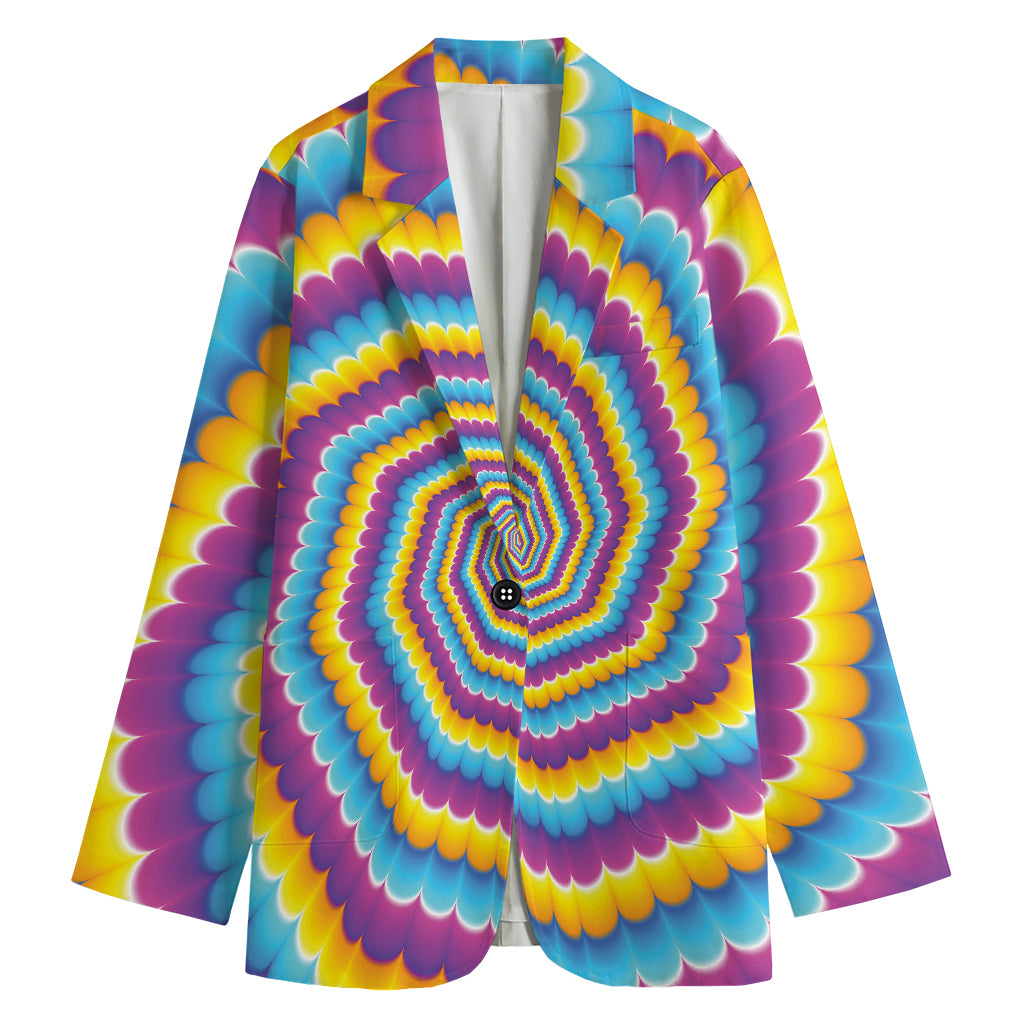 Colorful Spiral Illusion Print Women's Cotton Blazer