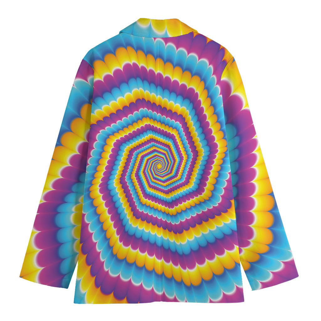 Colorful Spiral Illusion Print Women's Cotton Blazer