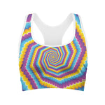 Colorful Spiral Illusion Print Women's Sports Bra