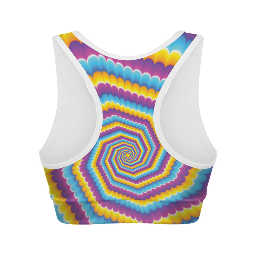 Colorful Spiral Illusion Print Women's Sports Bra
