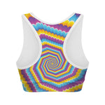 Colorful Spiral Illusion Print Women's Sports Bra