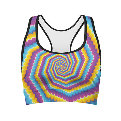 Colorful Spiral Illusion Print Women's Sports Bra
