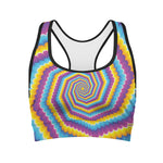 Colorful Spiral Illusion Print Women's Sports Bra