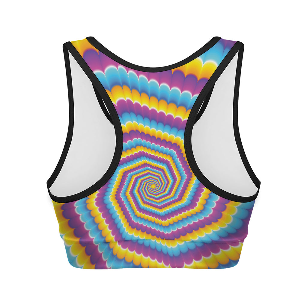Colorful Spiral Illusion Print Women's Sports Bra