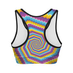 Colorful Spiral Illusion Print Women's Sports Bra
