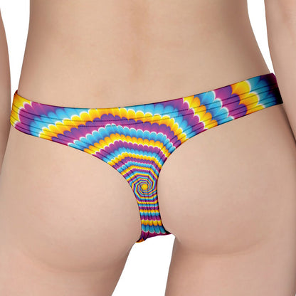 Colorful Spiral Illusion Print Women's Thong