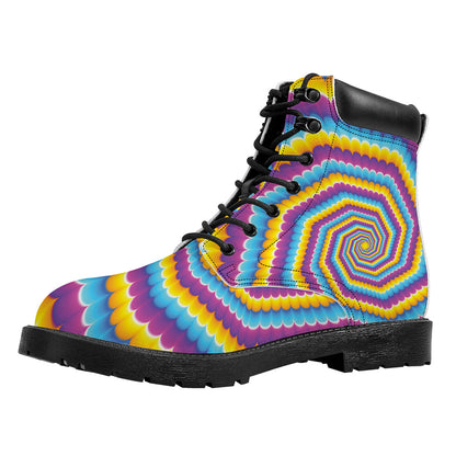 Colorful Spiral Illusion Print Work Boots